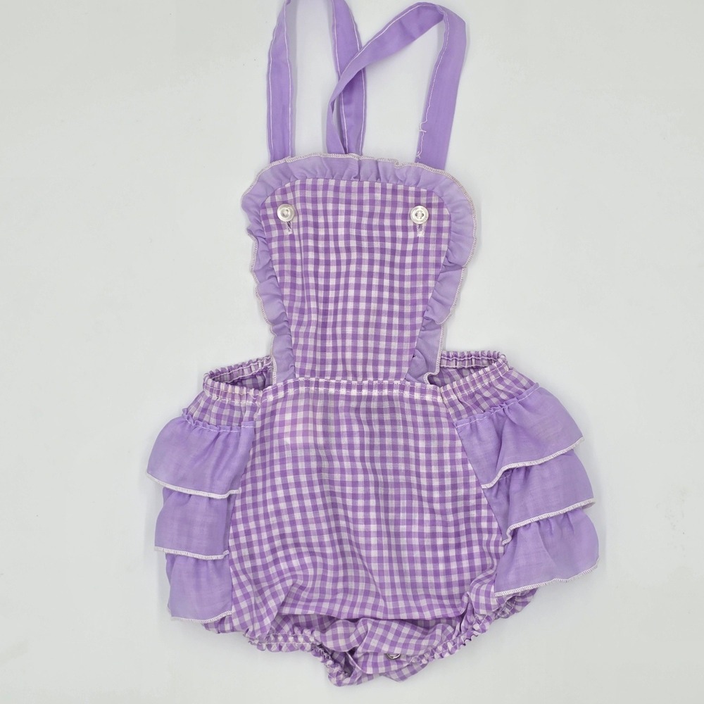 Sweetheart Clothing Lavender Gingham Ruffle Romper